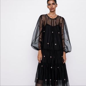 New Zara maxi tulle dot dress